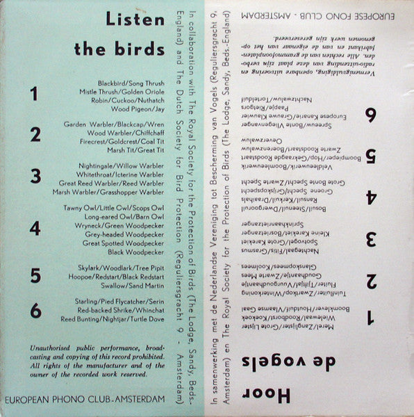 Hans A. Traber - Listen The Birds 5 - Hoor De Vogels 5 32056 Vinyl Singles Vinyl Goed / Hoes Goed
