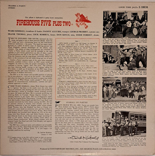 Firehouse Five Plus Two - Crashes A Party! (LP) Vinyl LP Vinyl Zeer Goed / Hoesje Goed "VINYLSINGLES.NL"