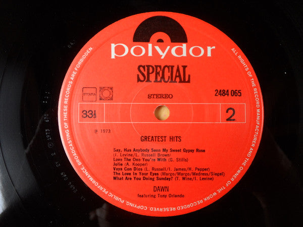 Dawn Featuring Tony Orlando - Greatest Hits (LP) 40967 Vinyl LP Vinyl Goed / Hoes Goed