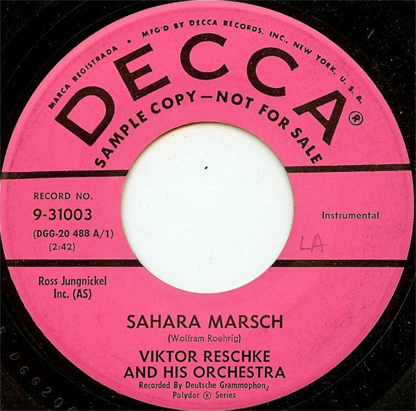 Viktor Reschke Sahara Marsch Viktor Reschke - Sahara Marsch 09771 Vinyl Singles Vinyl Goed / Hoes Generic