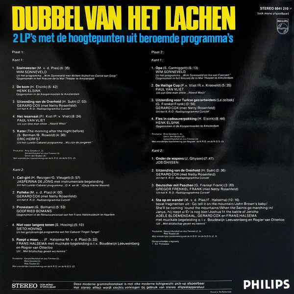 Various - Dubbel Van Het Lachen (LP) 51675 Vinyl LP Dubbel Vinyl Goed / Hoes Goed
