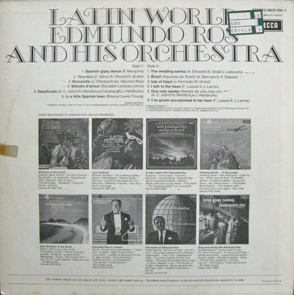 Edmundo Ros & His Orchestra - Latin World (LP) Vinyl LP Vinyl Zeer Goed / Hoesje Goed "VINYLSINGLES.NL"