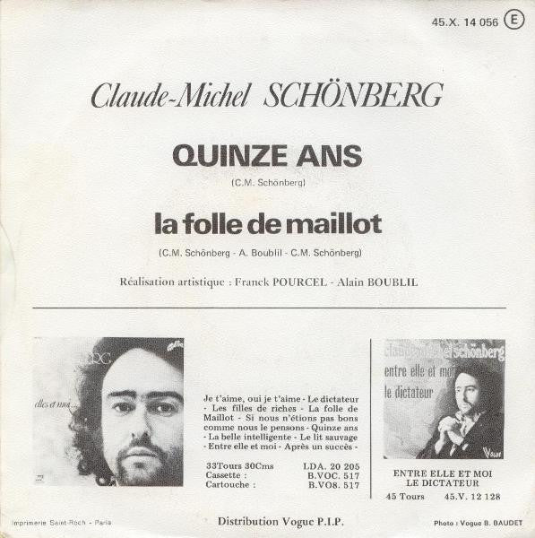Claude-Michel Schönberg - Quinze Ans 29874 Vinyl Singles Vinyl Goed / Hoes Goed