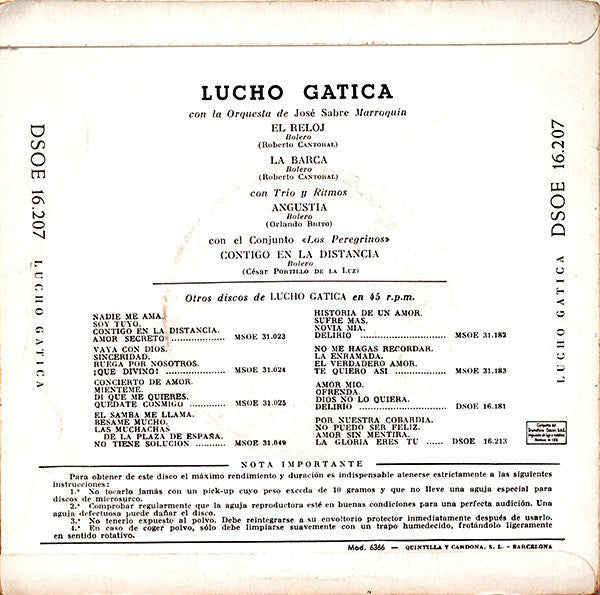 Lucho Gatica - Lucho Gatica 03858 Vinyl Singles EP Vinyl Goed / Hoes Goed