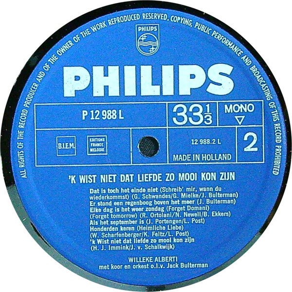 Willeke Alberti - 'k Wist Niet Dat Liefde Zo Mooi Kon Zijn (LP)