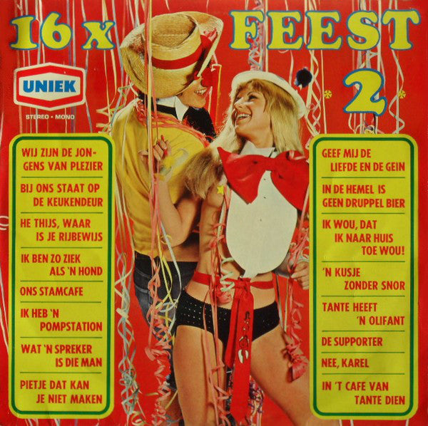 Various - 16 X Feest 2 (LP) 46398 Vinyl LP Vinyl Goed / Hoes Goed