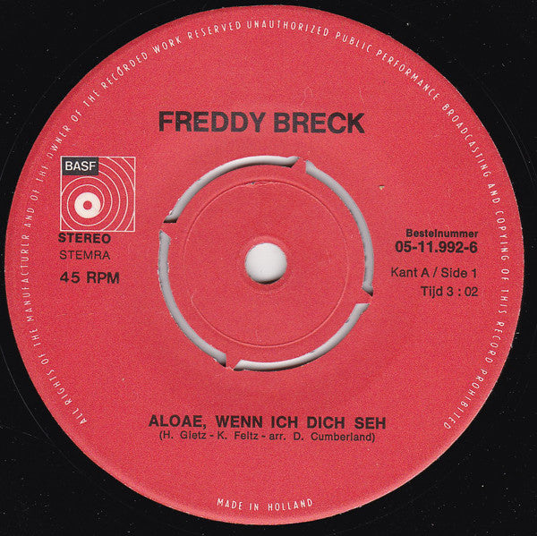 Freddy Breck - Halli-Hallo 43260 Vinyl Singles Vinyl Zeer Goed / Hoesje Goed "VINYLSINGLES.NL"