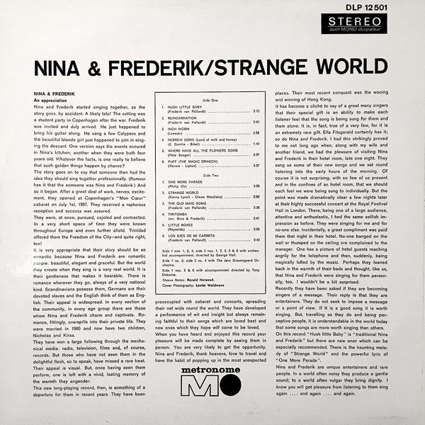 Nina & Frederik - Strange World (LP) 41070 Vinyl LP Vinyl Goed / Hoes Goed