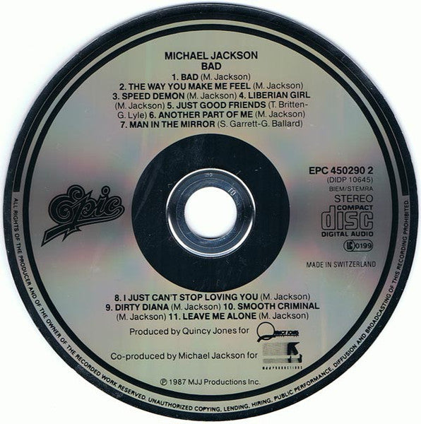 Michael Jackson - Bad (CD) 70426 Compact Disc Goede Staat