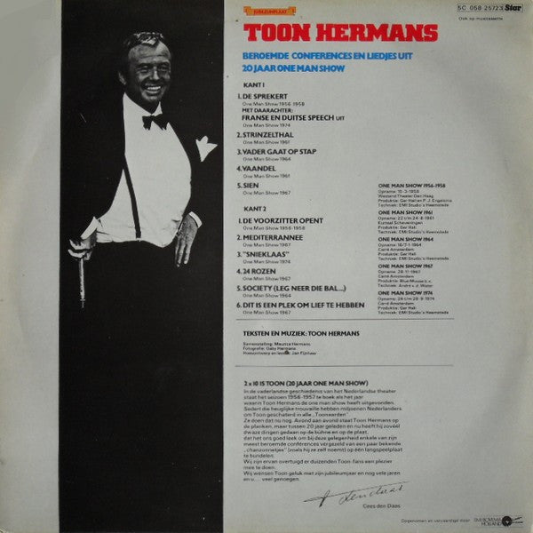 Toon Hermans - Beroemde Conferences En Liedjes Uit 20 Jaar One Man Show 60 Minuten Lachen (LP) Vinyl LP Vinyl Goed / Hoes Goed