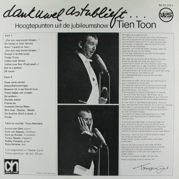 Toon Hermans - Dank U Wel Alstublieft - Hoogtepunten Uit De Jubileumshow Tien Toon (LP) 51732 Vinyl LP Vinyl Goed / Hoes Goed