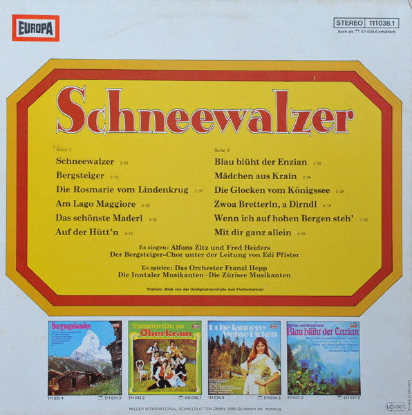 Alfons Zitz , Die Zürisee Musikanten - Schneewalzer (LP) 42532 Vinyl LP Vinyl Goed / Hoes Goed