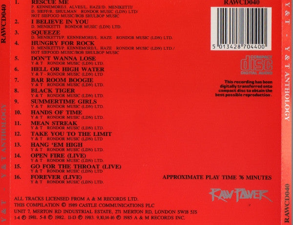 Y & T - Y & T Anthology (CD) 70913 Compact Disc Goede Staat