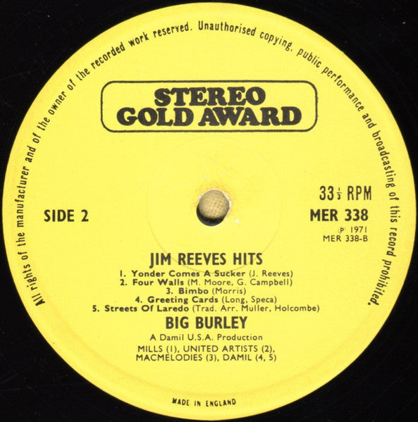 Big Burley - I Can't Forget Those Jim Reeves Hits (LP) 43447