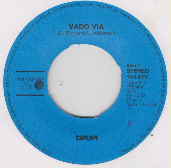 Drupi - Vado Via 16429 34494 Vinyl Singles Vinyl Goed / Hoes Goed
