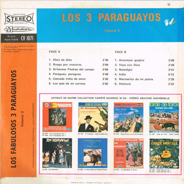 Los Fabulosos 3 Paraguayos - Los Fabulosos 3 Paraguayos Volume 3 (LP) 46689 Vinyl LP Vinyl Goed / Hoes Goed