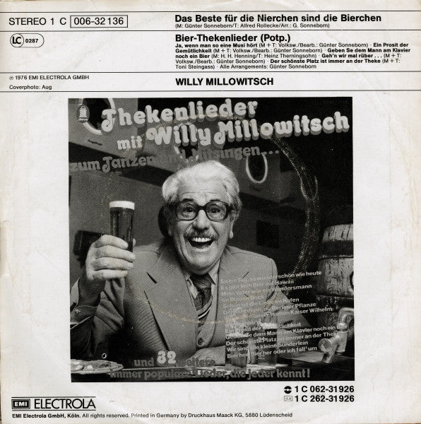 Willy Millowitsch - Das Beste Für Die Nierchen Sind Die Bierchen 34904 Vinyl Singles Vinyl Goed / Hoes Goed