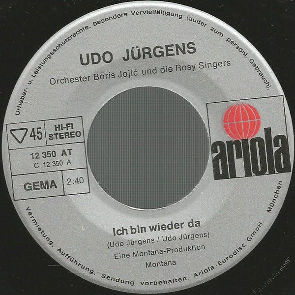 Udo Jurgens - Ich Bin Wieder Da 16015 Vinyl Singles Vinyl Goed / Hoes Goed