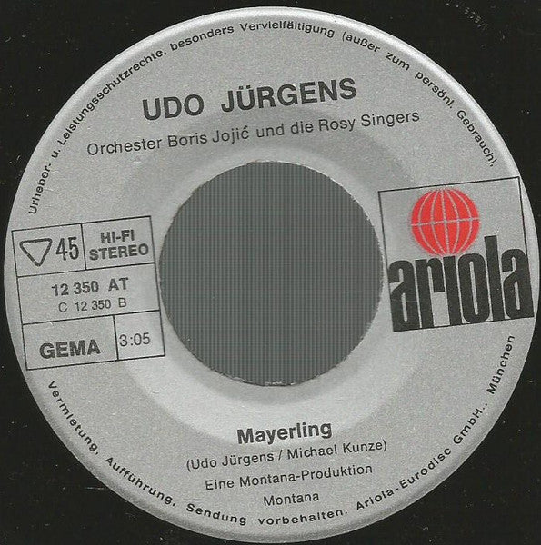 Udo Jurgens - Ich Bin Wieder Da 16015 Vinyl Singles Vinyl Goed / Hoes Goed