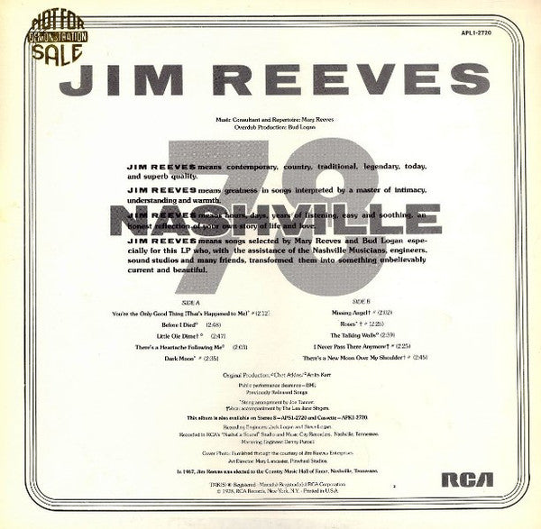 Jim Reeves - Nashville '78 (LP) 49907