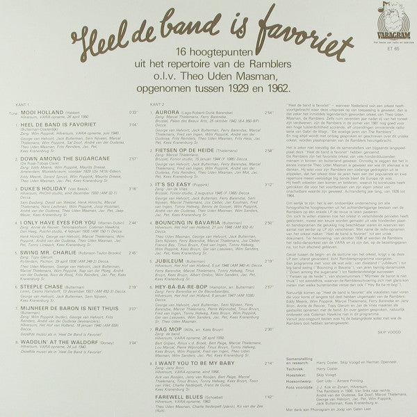 Ramblers o.l.v. Theo Uden Masman - Heel De Band Is Favoriet (LP) 49959 Vinyl LP Vinyl Goed / Hoes Goed