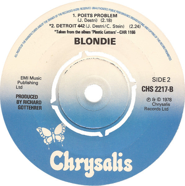 Blondie - (I'm Always Touched By Your) Presence, Dear Vinyl Singles Vinyl Zeer Goed / Hoesje Generic "VINYLSINGLES.NL"