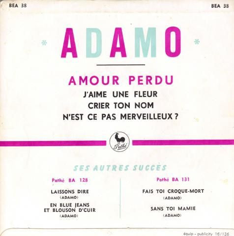 Adamo - Amour Perdu Vinyl Singles EP Vinyl Zeer Goed / Hoesje Goed "VINYLSINGLES.NL"