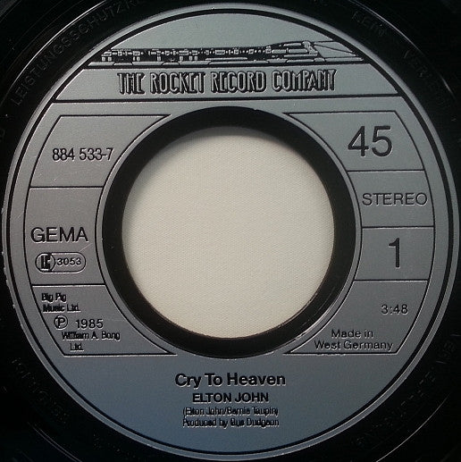 Elton John - Cry To Heaven Vinyl Singles Vinyl Zeer Goed / Hoesje Generic "VINYLSINGLES.NL"