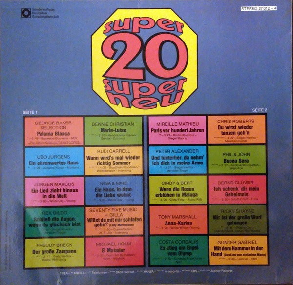 Various - Super 20 - Super Neu (LP) 42465 Vinyl LP Vinyl Goed / Hoes Goed