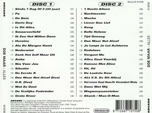 Doe Maar - Alles (CD) Compact Disc Vinyl Goed / Hoes Goed