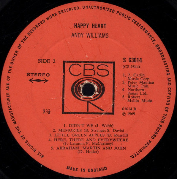 Andy Williams - Happy Heart (LP)