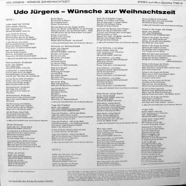 Udo Jurgens - Wünsche Zur Weihnachtszeit (LP) 41635 Vinyl LP Vinyl Goed / Hoes Goed