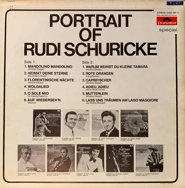 Rudi Schuricke - Portrait Of Rudi Schuricke (LP) 50396 Vinyl LP Vinyl Goed / Hoes Goed