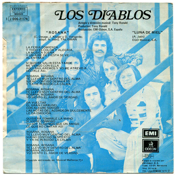 Los Diablos - Rosana 18510 Vinyl Singles Vinyl Goed / Hoes Goed