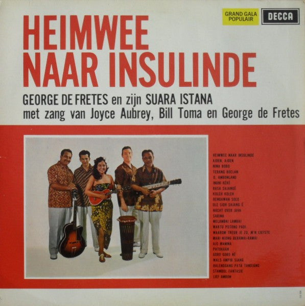 George de Fretes En Zijn Suara Istana - Heimwee Naar Insulinde (LP) Vinyl LP Vinyl Zeer Goed / Hoesje Goed "VINYLSINGLES.NL"