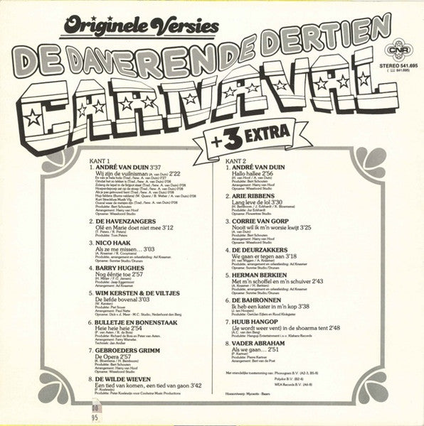Various - De Daverende Dertien Carnaval + 3 Extra (LP) 51579 Vinyl LP Vinyl Goed / Hoes Goed