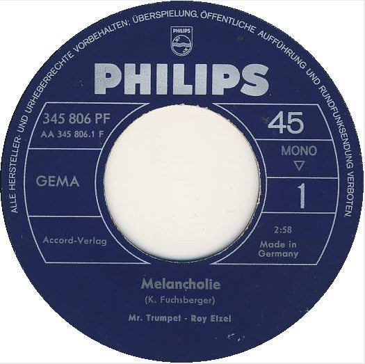 Mr. Trumpet - Roy Etzel - Melancholie 02156 Vinyl Singles Vinyl Goed / Hoes Generic