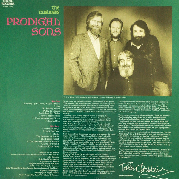 Dubliners - Prodigal Sons (LP) Vinyl LP Vinyl Zeer Goed / Hoesje Goed "VINYLSINGLES.NL"