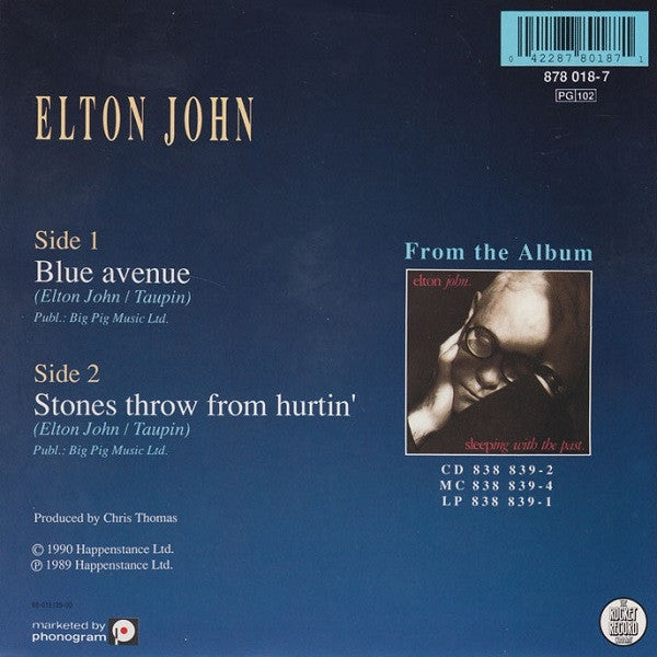 Elton John - Blue Avenue Vinyl Singles Vinyl Zeer Goed / Hoesje Goed "VINYLSINGLES.NL"