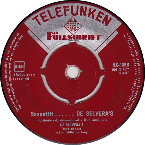 Selvera's - Attentie De Selvera's 43388 Vinyl Singles EP Vinyl Goed / Hoes Goed