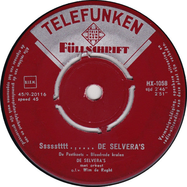 Selvera's - Attentie De Selvera's 43388 Vinyl Singles EP Vinyl Goed / Hoes Goed