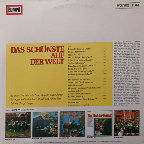 Gretl Perelli Und Alfons Zitz - Das Schönste Auf Der Welt (LP) Vinyl LP Vinyl Zeer Goed / Hoesje Goed "VINYLSINGLES.NL"
