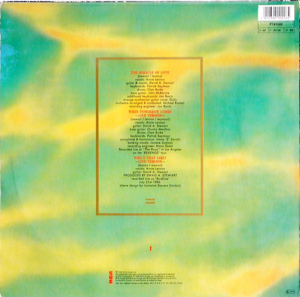 Eurythmics - The Miracle Of Love (Maxi-Single) Maxi-Singles Vinyl Zeer Goed / Hoesje Goed "VINYLSINGLES.NL"