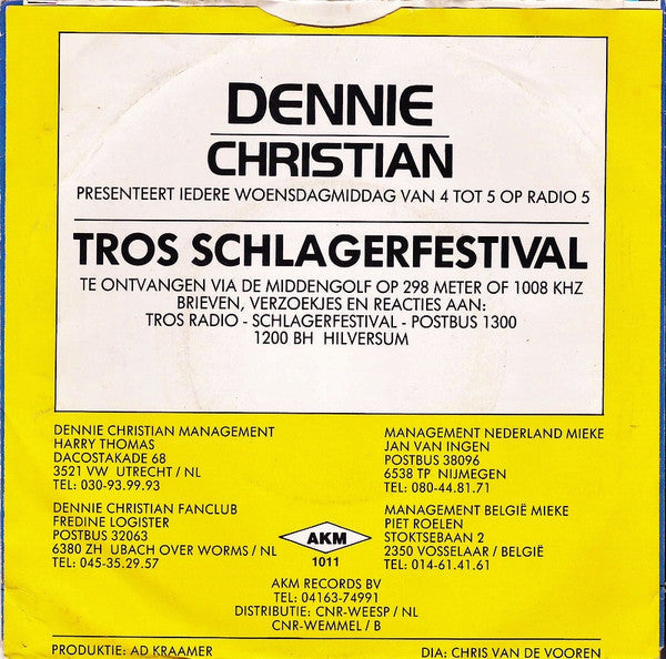 Dennie Christian & Mieke - Jij Bent Niet Meer Alleen 43545 Vinyl Singles Vinyl Goed / Hoes Goed