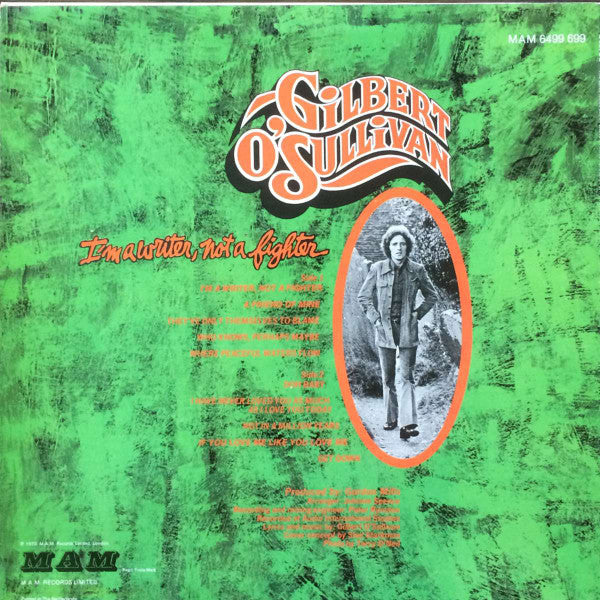 Gilbert O'Sullivan - I'm A Writer, Not A Fighter (LP) Vinyl LP Vinyl Zeer Goed / Hoesje Goed "VINYLSINGLES.NL"