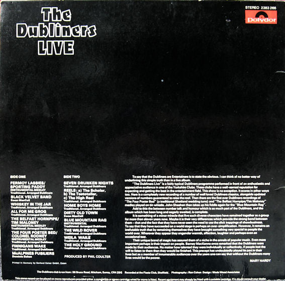 Dubliners - The Dubliners Live (LP) 49225 Vinyl LP Vinyl Goed / Hoes Goed