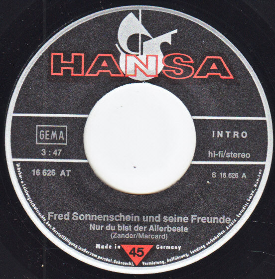 Fred Sonnenschein Und Seine Freunde - Nur Du Bist Der Allerbeste 17583