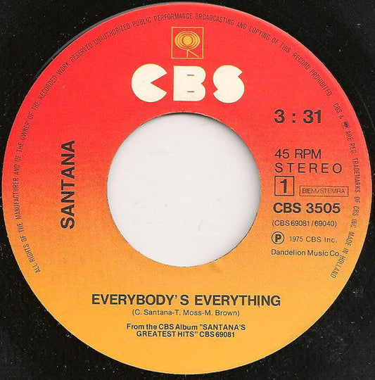 Santana - Everybody's Everything 38804 Vinyl Singles Vinyl Goed / Hoes Generic