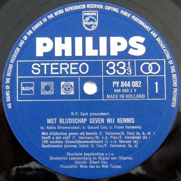 Adele Bloemendaal Frans Halsema Gerard Cox - Met Blijdschap Geven Wij Kennis (LP) 42120
