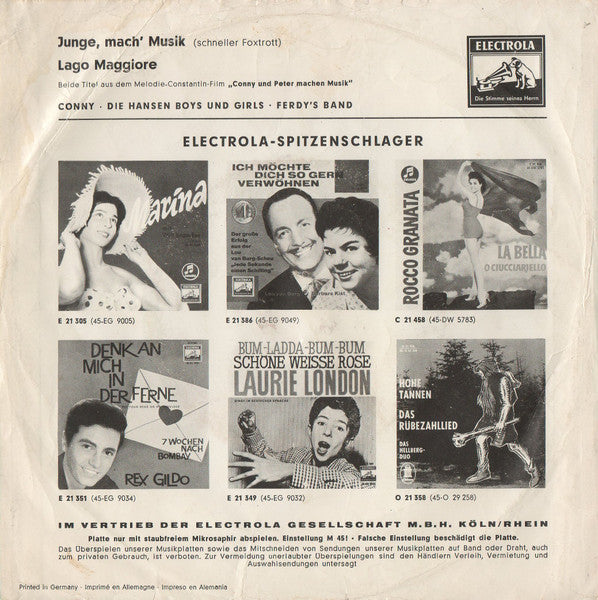 Conny, Die Hansen Boys Und -Girls, Ferdy's Band - Lago Maggiore 30269 Vinyl Singles Vinyl Goed / Hoes Goed